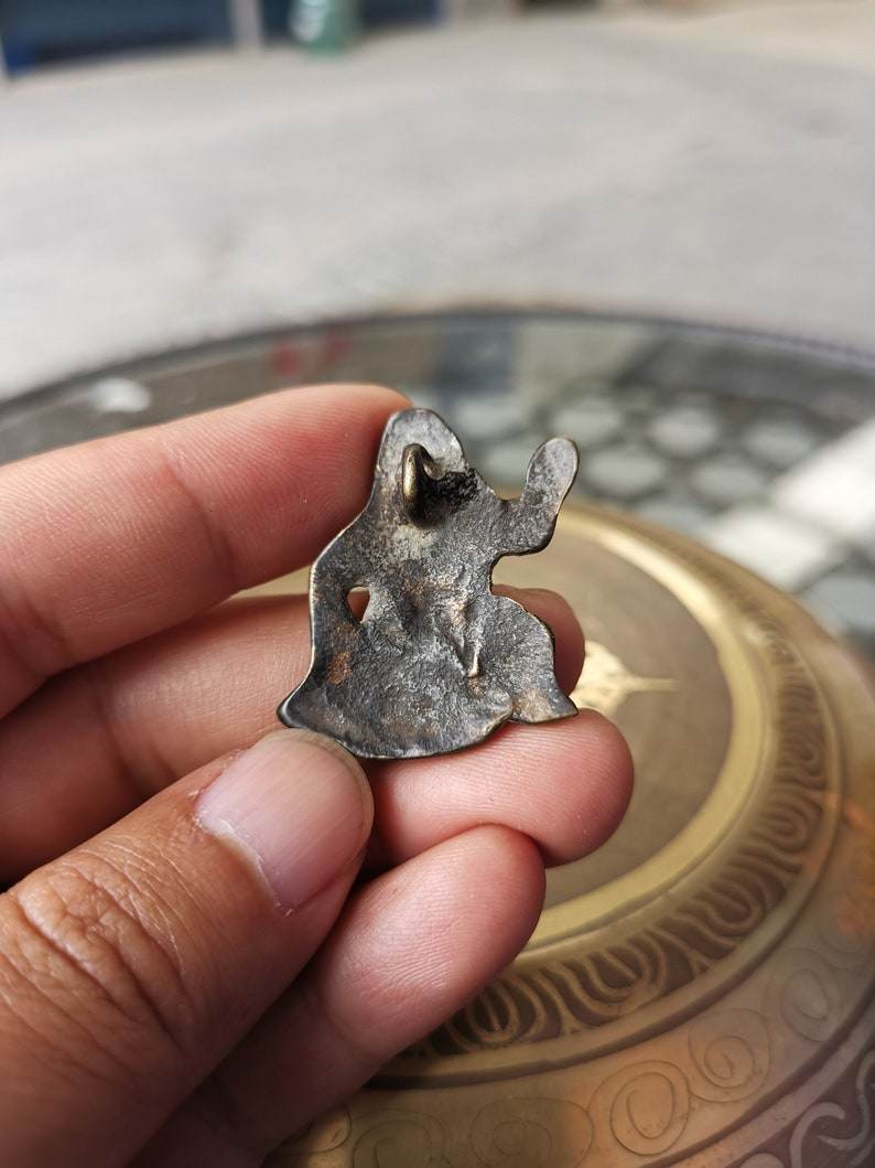 Buddhist Protective Pendant,Abstract Wrathful Vajrapani Amulet Badge,Made of Tho - Tibetan Buddhist amulet, detailed view