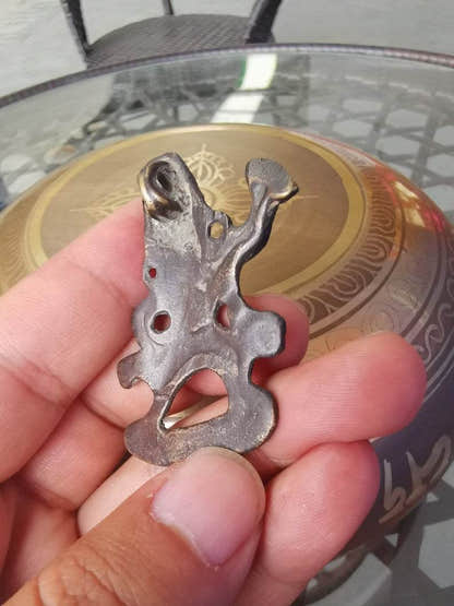 Buddhist Protective Pendant,Wrathful Vajrapani Amulet Badge,Made of Thokcha,100  - Tibetan Buddhist amulet, size reference