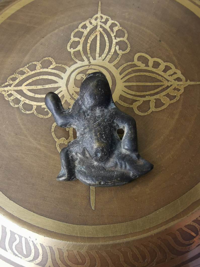 Buddhist Protective Pendant,Abstract Wrathful Vajrapani Amulet Badge,Made of Tho - Tibetan Buddhist amulet, front view