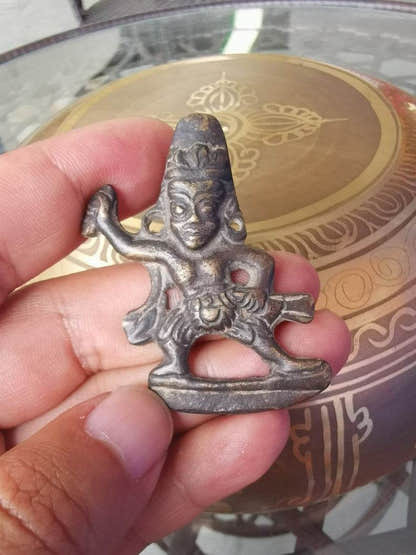 Buddhist Protective Pendant,Wrathful Vajrapani Amulet Badge,Made of Thokcha,100  - Tibetan Buddhist amulet, front view