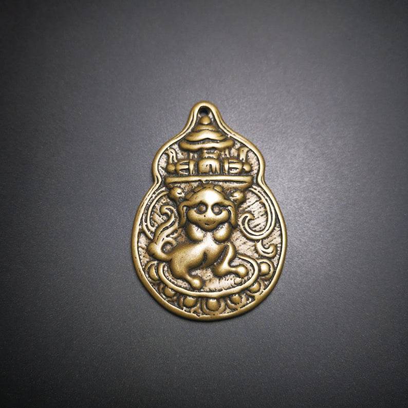 Buddhist Protective Pendant,Snow Lion Amulet Badge - Tibetan Buddhist amulet, view 4