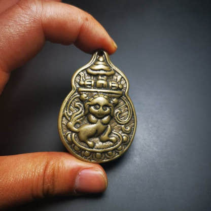 Buddhist Protective Pendant,Snow Lion Amulet Badge - Tibetan Buddhist amulet, view 8