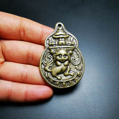 Buddhist Protective Pendant,Snow Lion Amulet Badge - Tibetan Buddhist amulet, view 6