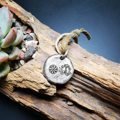 Buddhist Protective Pendant,Stupa,Pagoda,Buddhist Tower Amulet Badge,Sterling si - Tibetan Buddhist amulet, detailed view
