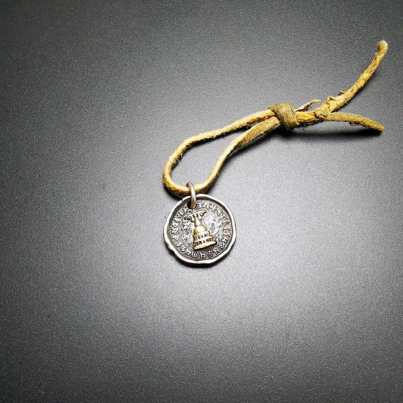 Buddhist Protective Pendant,Stupa,Pagoda,Buddhist Tower Amulet Badge,Sterling si - Tibetan Buddhist amulet, view 4