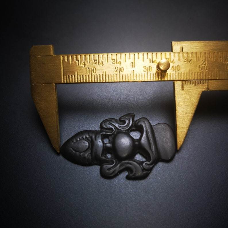 Antique Triratna Symbol Badge, Nubro,Tibetan Buddhist Protective Amulet Pendant, - Tibetan Buddhist amulet, size reference