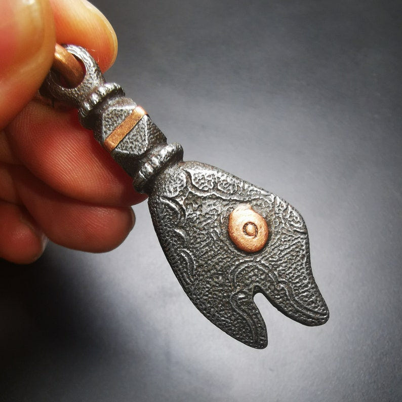 Amulet,Golden Fish, Symbolize Happiness.2.12" - Tibetan Buddhist amulet, view 6