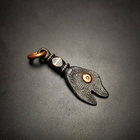 Amulet,Golden Fish, Symbolize Happiness.2.12" - Tibetan Buddhist amulet, front view