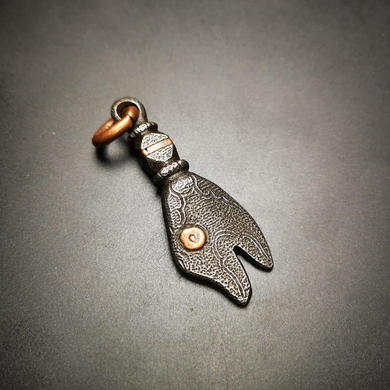 Amulet,Golden Fish, Symbolize Happiness.2.12" - Tibetan Buddhist amulet, close-up detail