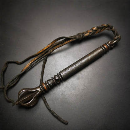 Horse Whip Handle - Tibetan Buddhist art, close-up detail