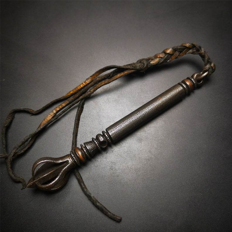 Horse Whip Handle - Tibetan Buddhist art, close-up detail