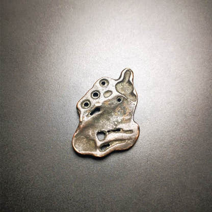 Antique Deer Amulet Badge,Tibetan Buddhist Pendant,Made of Thokcha,60 Years Old - Tibetan Buddhist amulet, view 4