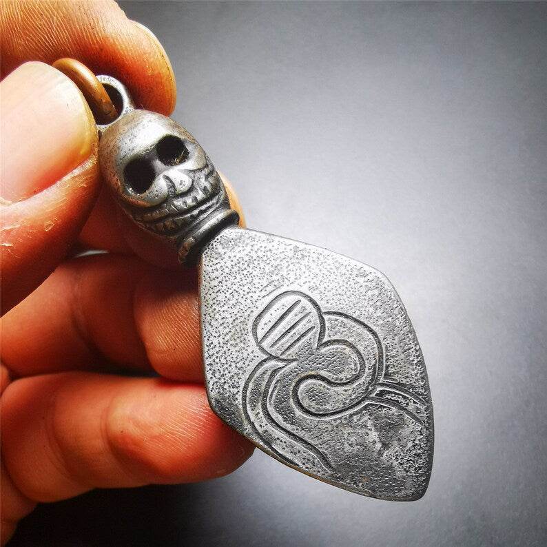 Vintage Skull Sītavana Phurba Amulet,Kila,Kilaka Pendant - Tibetan Buddhist amulet, view 5