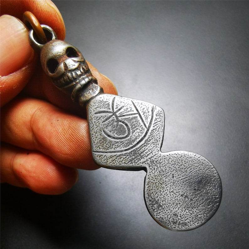 Skull Sītavana Phurba Amulet,Kila,Kilaka Pendant - Tibetan Buddhist amulet, view 5