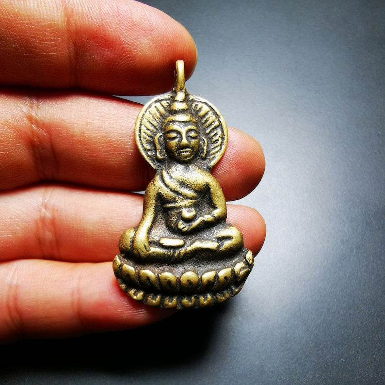 Buddhist Amulet Pendant,Bhaisajyaguru,Medicine Buddha,50 Years Old - Tibetan Buddhist amulet, view 5