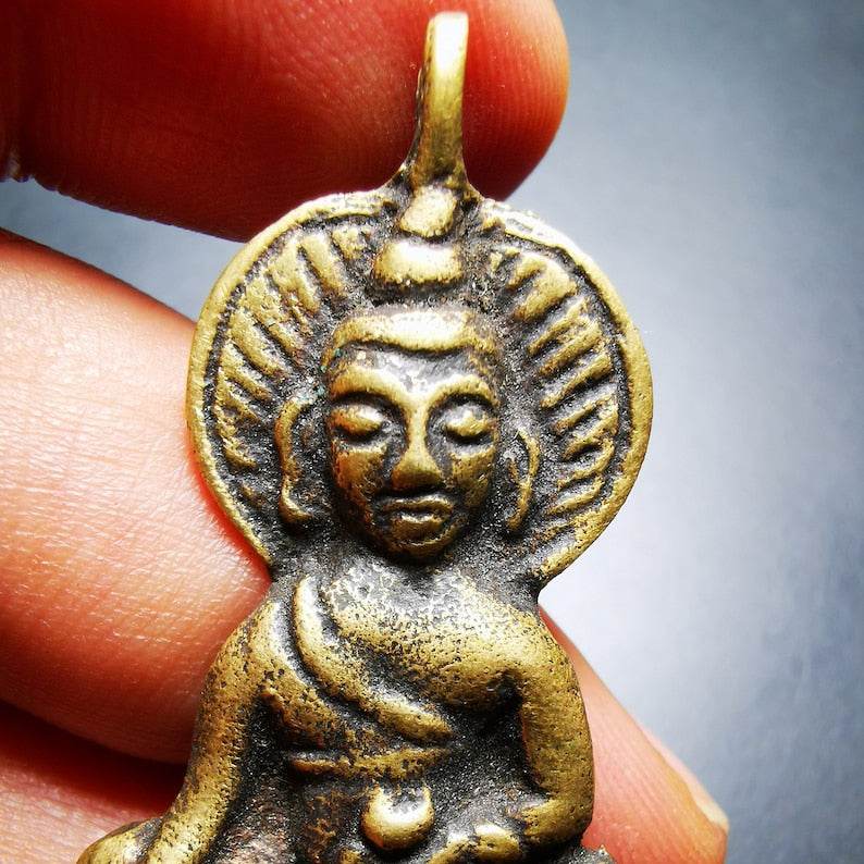Buddhist Amulet Pendant,Bhaisajyaguru,Medicine Buddha,50 Years Old - Tibetan Buddhist amulet, view 8