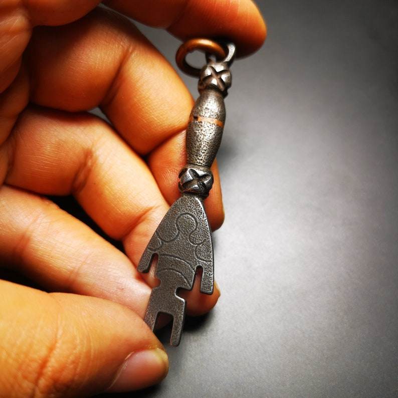 Buddhism Amulet, The Key of Heart Pendant, Made of Cold Iron - Tibetan Buddhist amulet, view 5