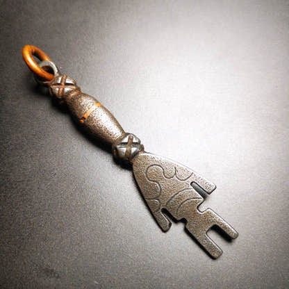 Buddhism Amulet, The Key of Heart Pendant, Made of Cold Iron - Tibetan Buddhist amulet, view 4