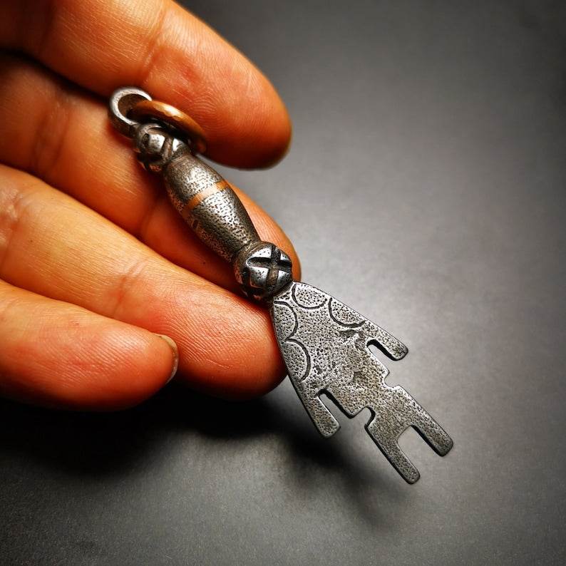 Buddhism Amulet, The Key of Heart Pendant, Made of Cold Iron - Tibetan Buddhist amulet, view 6