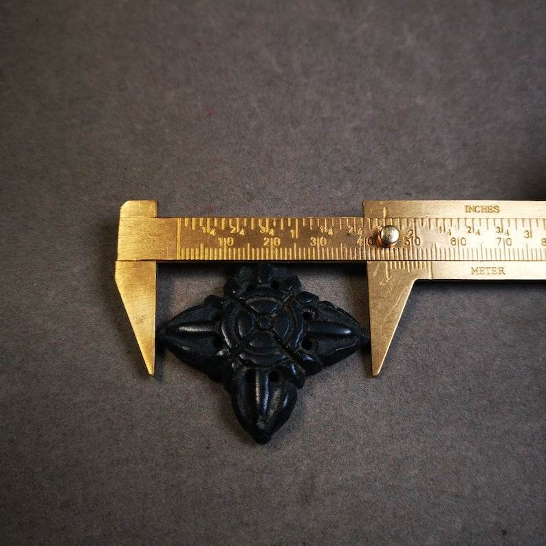 Hand Carved Cross Vajra Amulet Badge, Tibetan Buddhist Pendant, Made of Obsidian - Tibetan Buddhist amulet, view 7