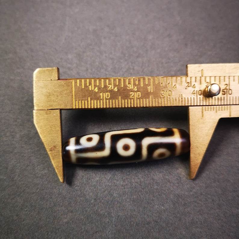9 Eyes Dzi Bead - Tibetan dzi bead, view 7