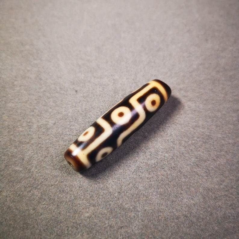 9 Eyes Dzi Bead - Tibetan dzi bead, view 5
