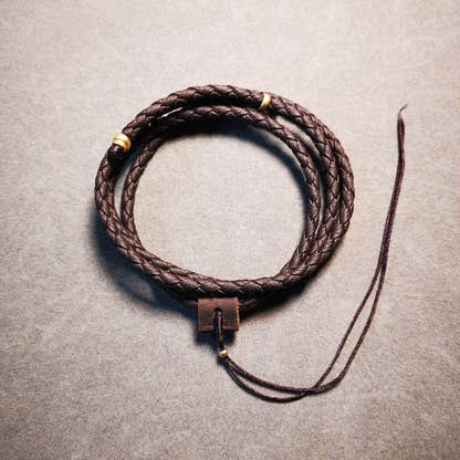 Handmade Leather Cord - Tibetan Buddhist art, size reference