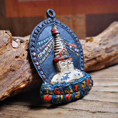 Tibetan Buddhist Statue,Stupa Badge,Pagoda Amulet - Tibetan Buddhist amulet, detailed view