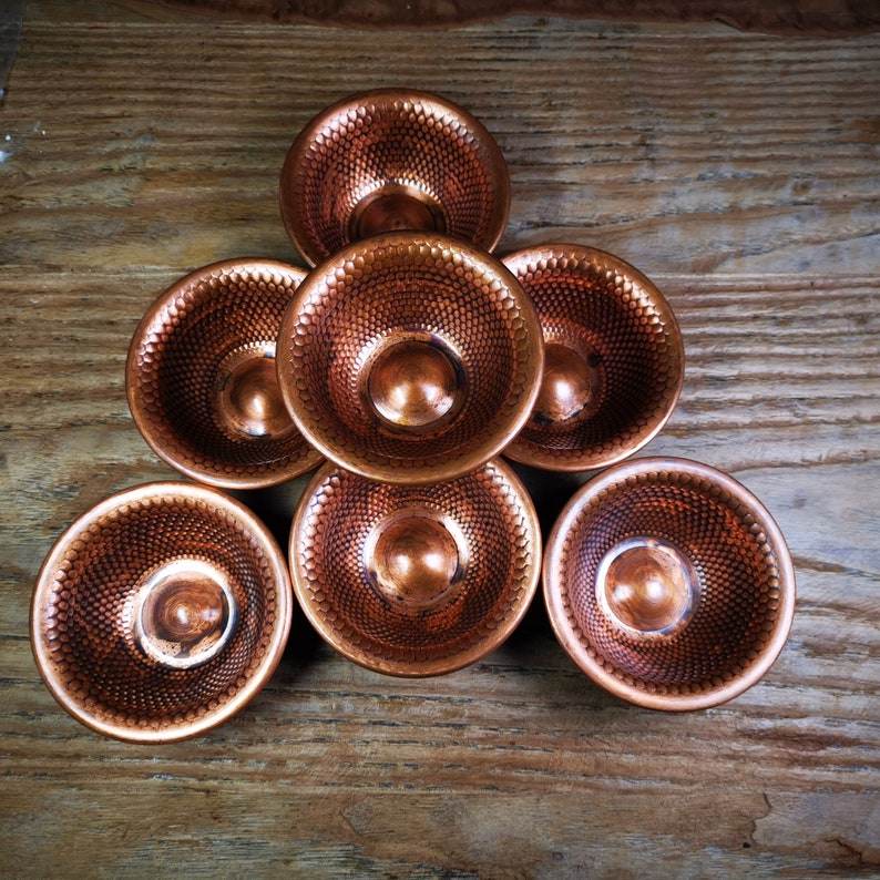 Buddhist Water Offering Bowls - Tibetan Buddhist art, detailed view