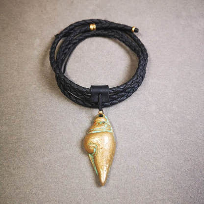 Small Shankha Divine Conch Badge,Tibetan Buddhist Protective Amulet Pendant,Made - Tibetan Buddhist amulet, view 4
