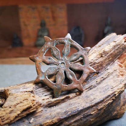 Amulet,Prayer Wheel,Dharma Chakra - Tibetan Buddhist amulet, detailed view