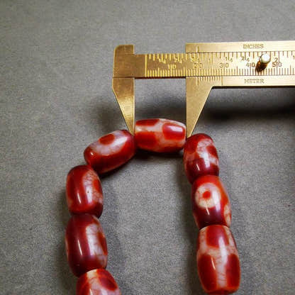 Fire Agate Dzi Bead Bracelet - Tibetan Buddhist mala beads, view 7