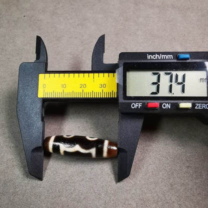 3 Eyed Dzi Bead - Tibetan dzi bead, view 6