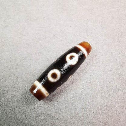 3 Eyed Dzi Bead - Tibetan dzi bead, view 5