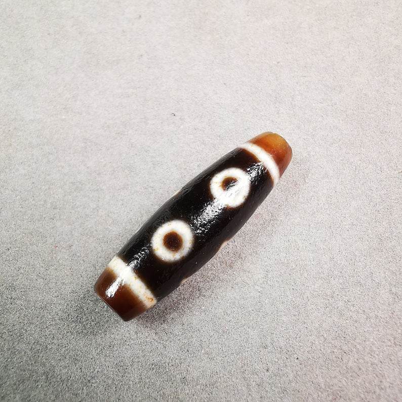 3 Eyed Dzi Bead - Tibetan dzi bead, view 5