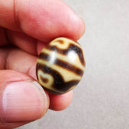Lotus Dalo Dzi Bead - Tibetan dzi bead, size reference