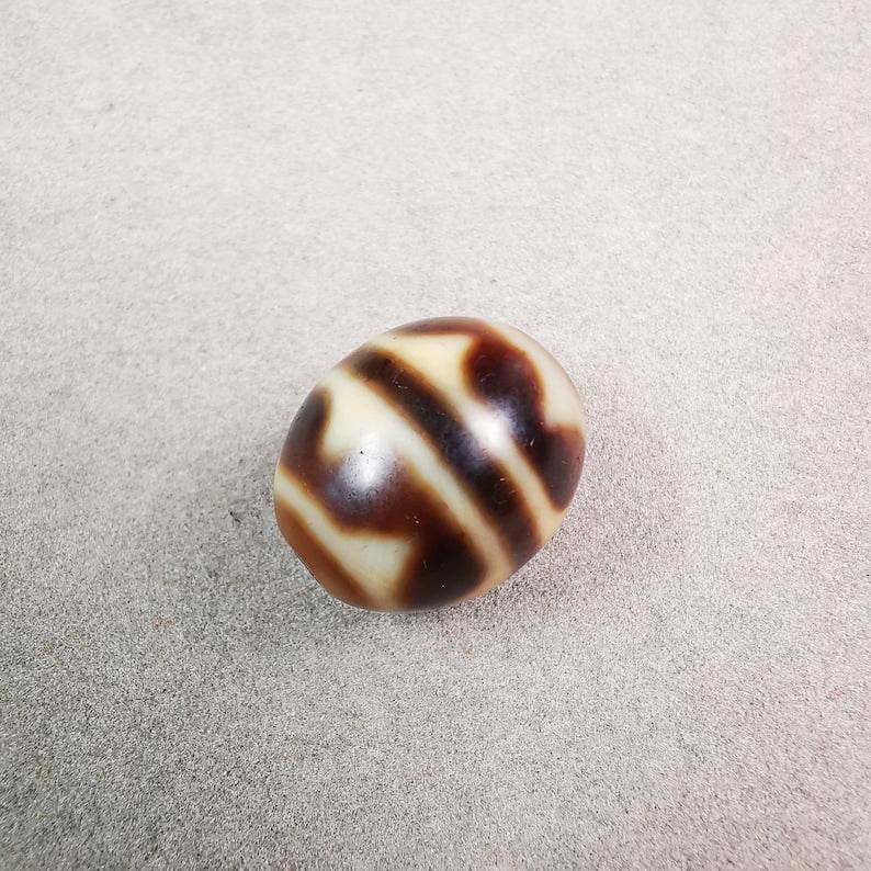 Tiger Tooth Dalo Dzi Bead - Tibetan dzi bead, view 5