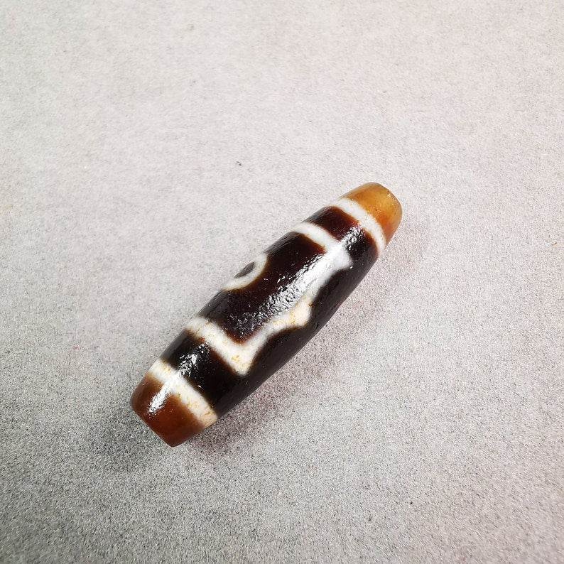 3 Eyed Dzi Bead - Tibetan dzi bead, view 4