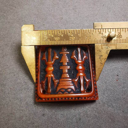 Yak Bone Carved Vajra Stupa Amulet Badge, Tibetan Buddhist Pagoda Pendant - Tibetan Buddhist amulet, view 9