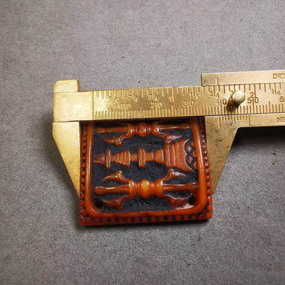 Yak Bone Carved Vajra Stupa Amulet Badge, Tibetan Buddhist Pagoda Pendant - Tibetan Buddhist amulet, size reference