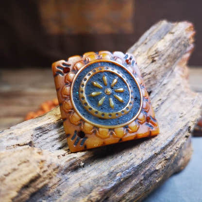 Yak Bone Carved Mandala Amulet Badge, Tibetan Buddhist Prayer Wheel Pendant,Dhar - Tibetan Buddhist amulet, view 9