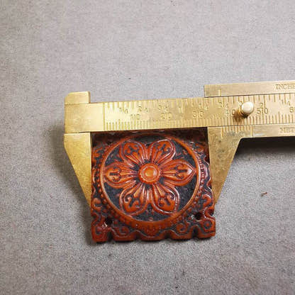 Yak Bone Carved Mandala Amulet Badge, Tibetan Buddhist Prayer Wheel Pendant,Dhar - Tibetan Buddhist amulet, size reference