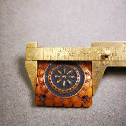 Yak Bone Carved Mandala Amulet Badge, Tibetan Buddhist Prayer Wheel Pendant,Dhar - Tibetan Buddhist amulet, view 8