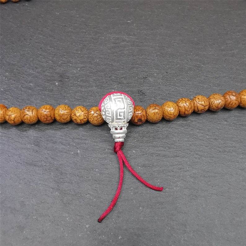 Sterling Silver Guru Bead - Tibetan Buddhist art, detailed view