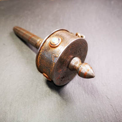 Handheld Prayer Wheel,Mani Wheel - Tibetan Buddhist art, close-up detail