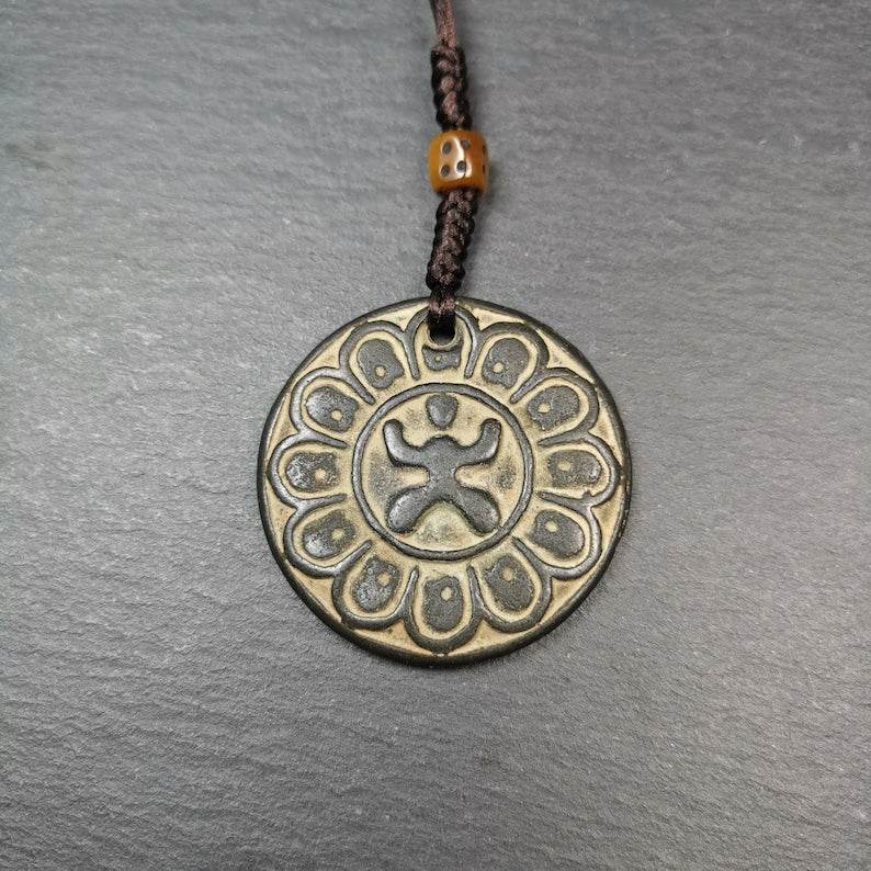 Chenrezig / Padmapani Amulet,Om Mani Padme Hum Badge Pendant - Tibetan Buddhist amulet, detailed view