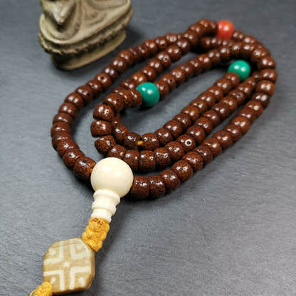 Mala, 108 Lotus Seed Prayer Beads Necklace,30" - Tibetan Buddhist mala beads, view 4