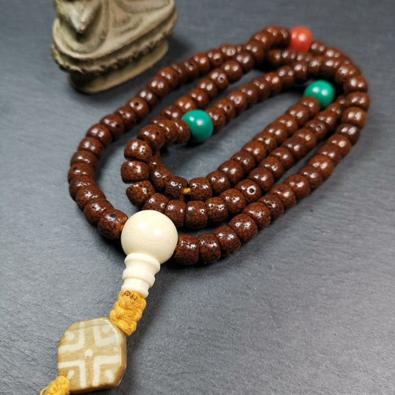 Mala, 108 Lotus Seed Prayer Beads Necklace,30" - Tibetan Buddhist mala beads, view 4