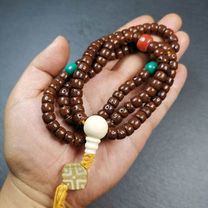Mala, 108 Lotus Seed Prayer Beads Necklace,30" - Tibetan Buddhist mala beads, view 5