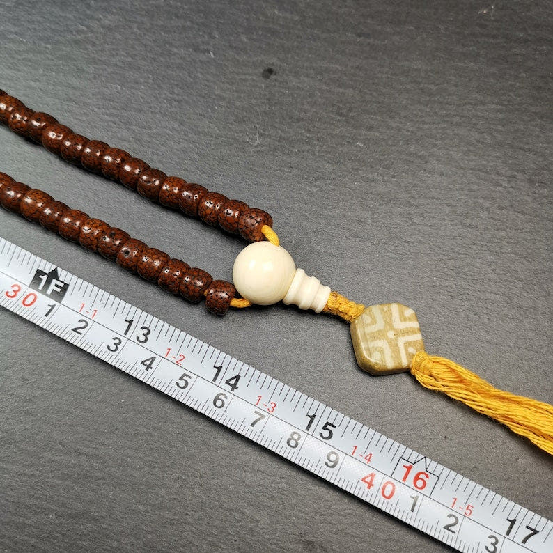 Mala, 108 Lotus Seed Prayer Beads Necklace,30" - Tibetan Buddhist mala beads, view 6
